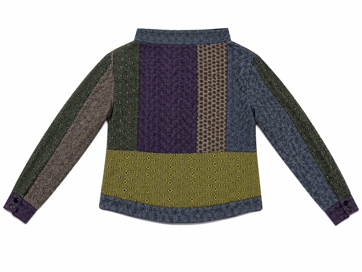 Chaqueta tipo patchwork con textura bordada – Multicolor