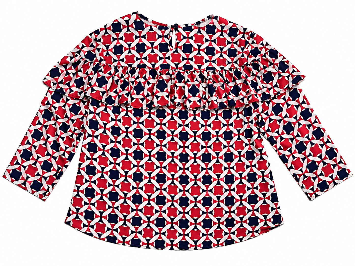 Blusa estampada con volante frontal – Multicolor