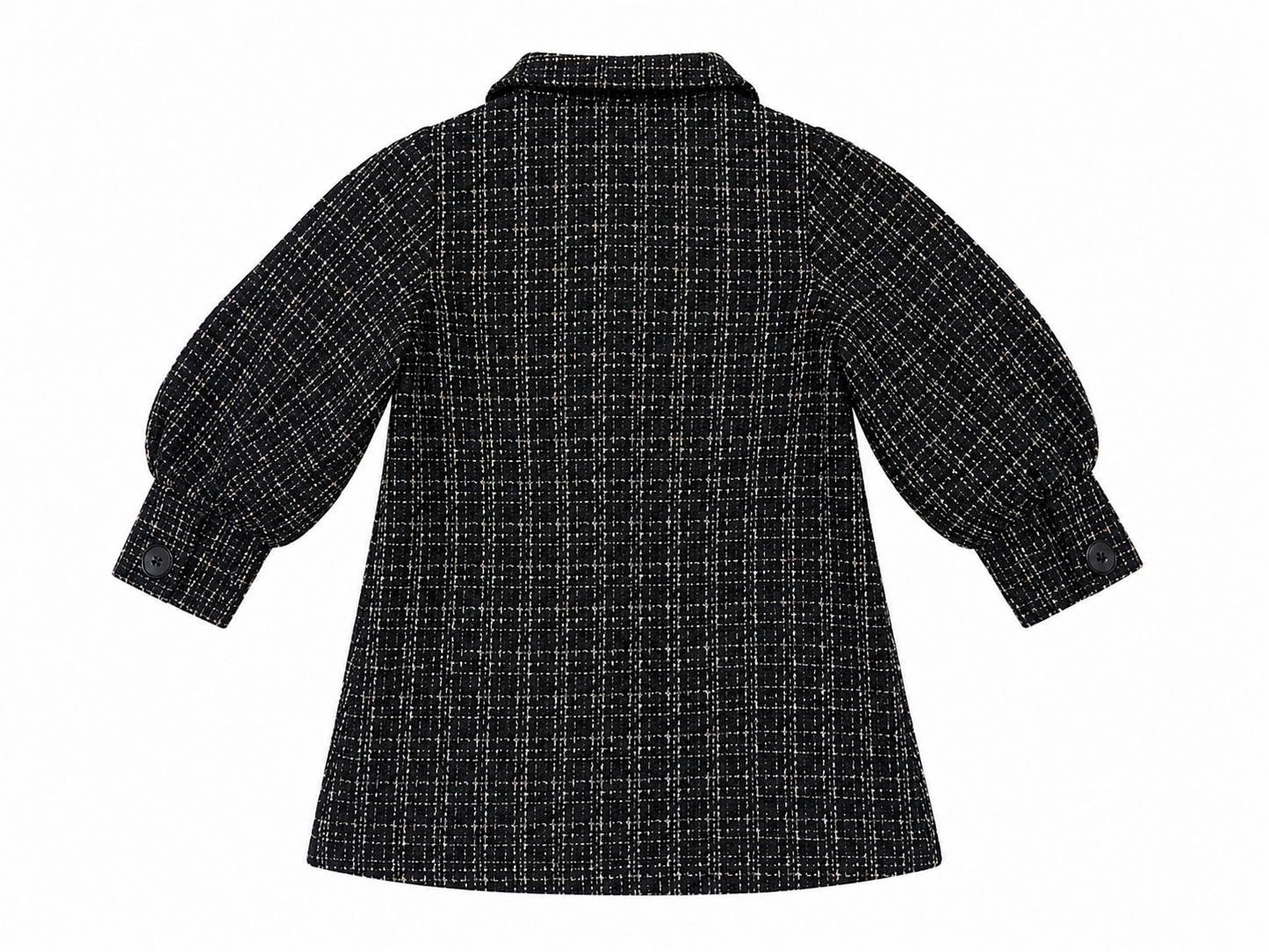 Abrigo Tipo Tweed con Botones – Color Negro