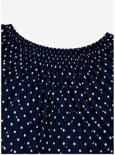 Blusa Azul Marino de Lunares con Volantes