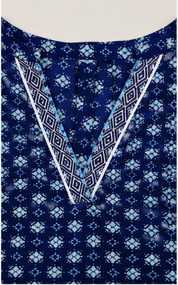 Blusa Azul Marino con Estampado Floral y Escote en V