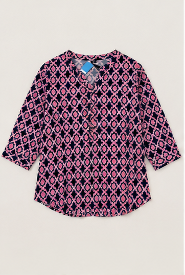Blusa Estampada de Manga 3/4 Plus Size