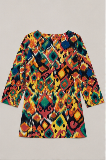 Blusa Estampada Multicolor de Manga 3/4