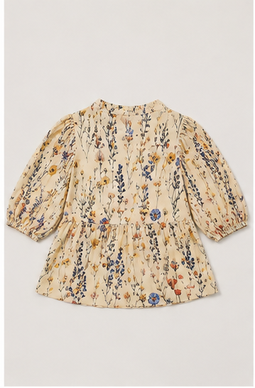 Blusa Peplum Beige con Estampado Floral