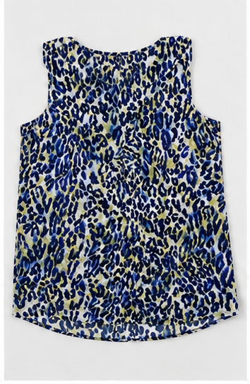 Blusa Sin Mangas Animal Print con Escote Redondo