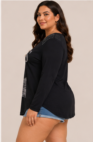 Blusa Estampada "Paris" de Manga Larga