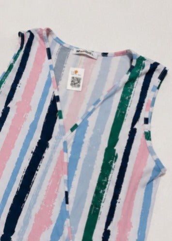 Blusa Sin Mangas con Estampado de Rayas Multicolor