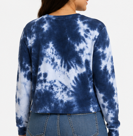 Blusa Tie-Dye de Manga Larga – Azul y Blanco