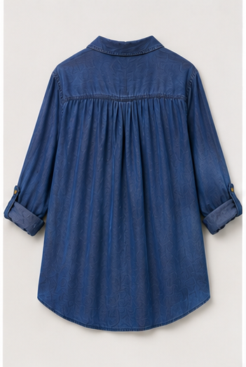 Blusa Tipo Denim Cruzada de Manga Larga