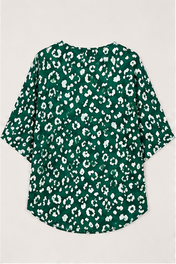 Blusa Estampada Verde de Manga 3/4 para Mujer