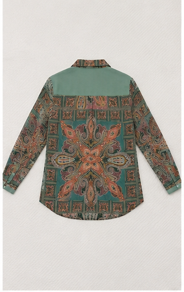 Blusa Estampada Paisley Manga Larga