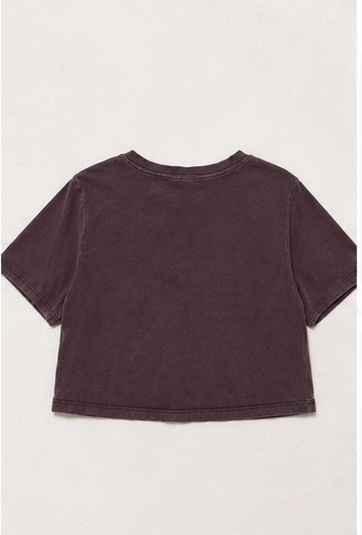 Playera Crop Estampada de Manga Corta