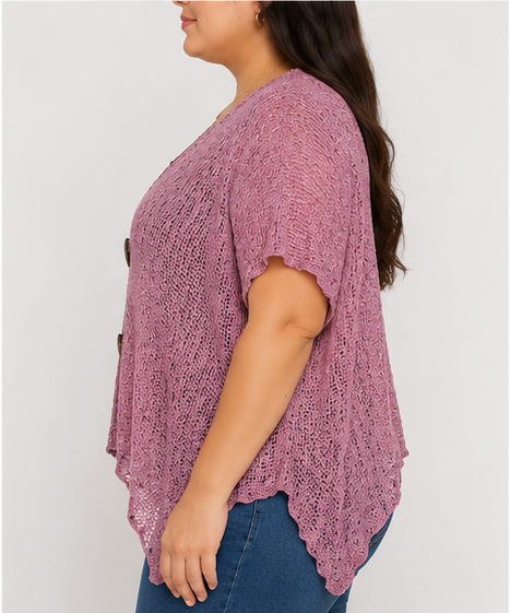 Cardigan Tejido Calado Color Malva para Mujer