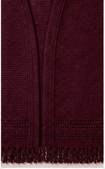 Cardigan Vino con Flecos Decorativos