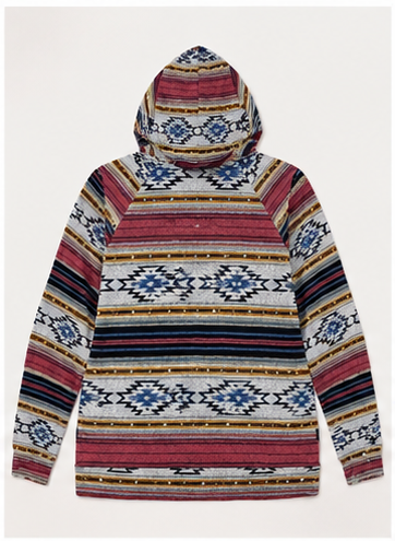 Suéter con Capucha y Estampado Étnico Multicolor