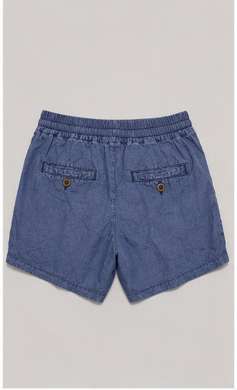 Short Tipo Chambray con Cintura Elástica y Cordón Ajustable