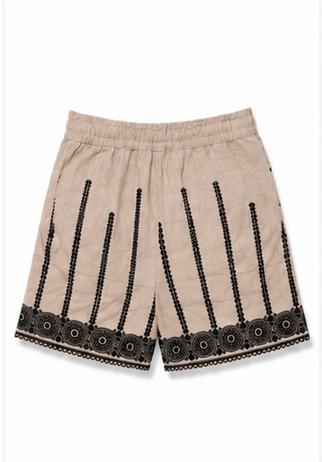 Short Beige con Bordado Decorativo para Mujer