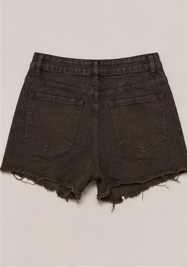 Short de Mezclilla de Tiro Alto con Dobladillo Deshilachado