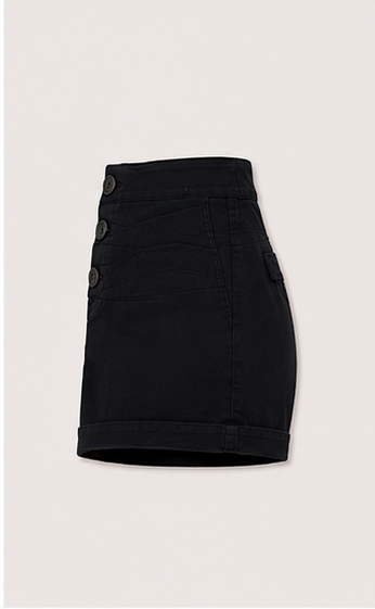 Short de Tiro Alto con Botonadura Frontal Negro