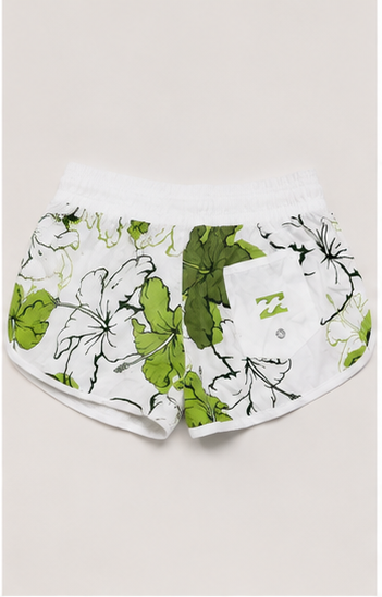 Short Blanco con Estampado Floral Verde