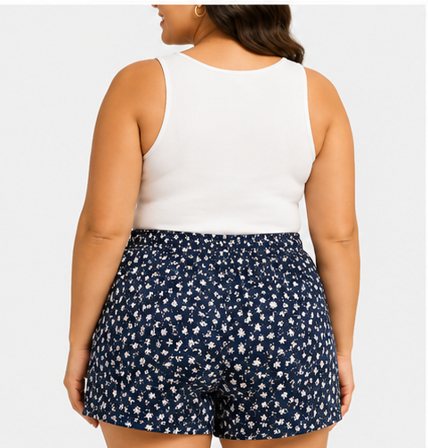 Short estampado floral con cintura elástica