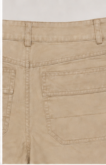 Short Beige de Tiro Alto con Bolsillos