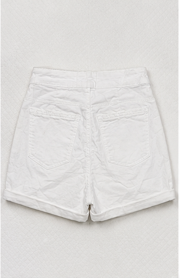 Short de Mezclilla Blanco de Tiro Alto