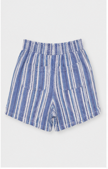 Short de Rayas con Cintura Elástica de Tiro Alto