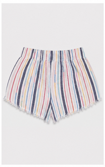 Short de Rayas Multicolor con Cintura Elástica y Cordón Ajustable
