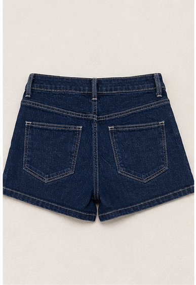Short de Mezclilla de Tiro Alto Color Índigo