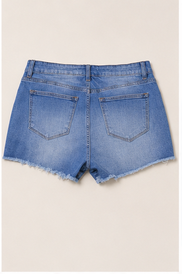 Short de Mezclilla Azul con Efecto Desgastado