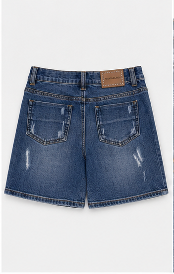 Short de mezclilla con bordado multicolor