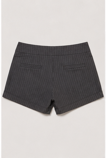 Short Gris de Tiro Alto con Raya Diplomática