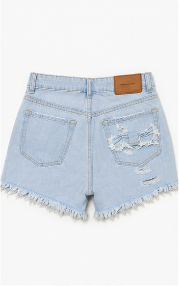 Short de Mezclilla Desgastado de Tiro Alto