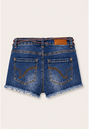 Short de Mezclilla Azul con Detalles Desgastados para Mujer