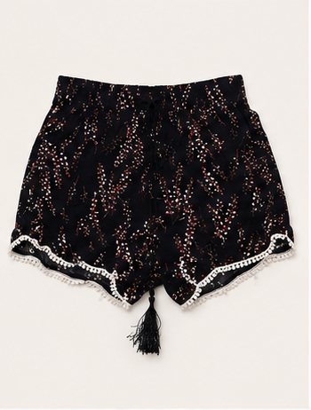 Short Estampado con Borlas Decorativas