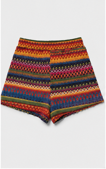 Short Tejido Multicolor de Estilo Bohemio