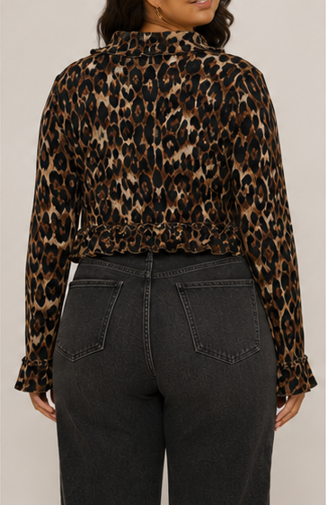 Suéter tipo cárdigan con estampado animal print