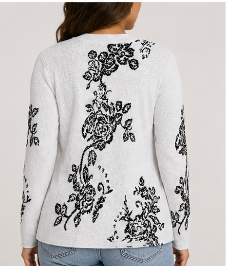 Suéter tipo cárdigan con estampado floral