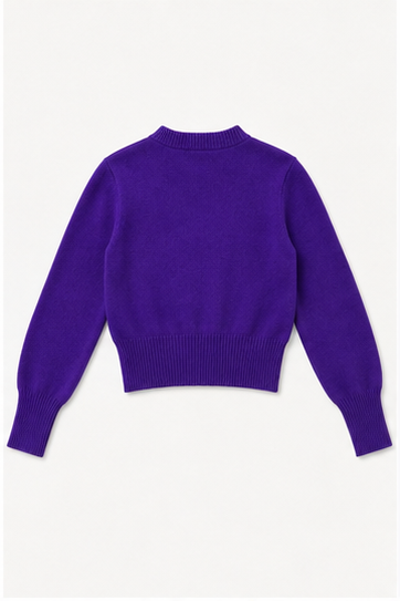 Suéter Crop de Punto Morado de Manga Larga