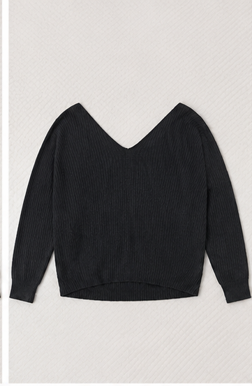 Blusa de Punto Negra con Escote Cruzado