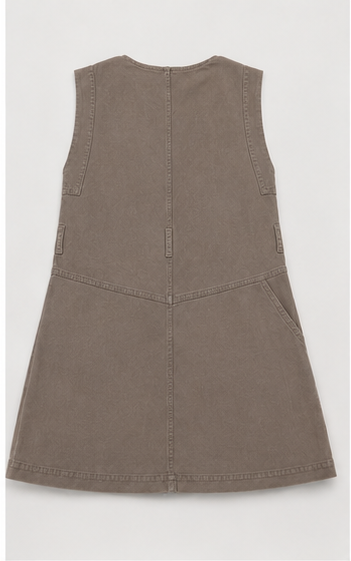 Vestido Línea A sin Mangas con Bolsillos – Taupe