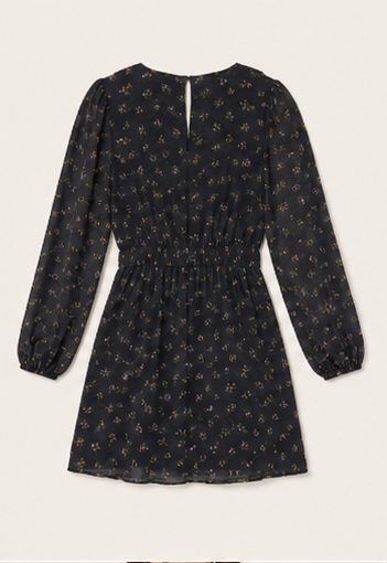 Vestido Mini Floral de Manga Larga con Volantes