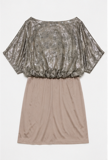 Vestido con Acabado Brillante y Falda Lisa