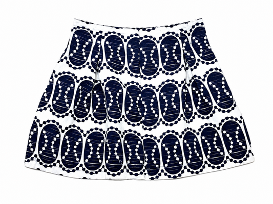 Falda estampada de corte evasé – Blanco y azul marino