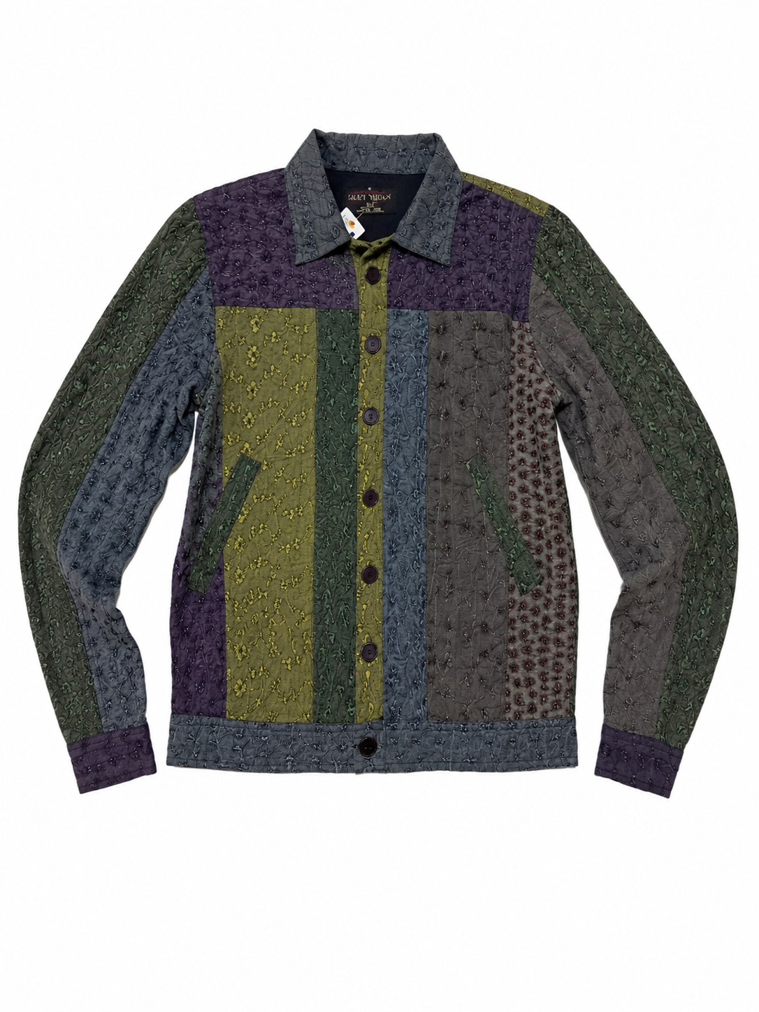 Chaqueta tipo patchwork con textura bordada – Multicolor