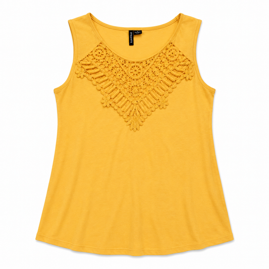 Blusa sin mangas con detalle de encaje
