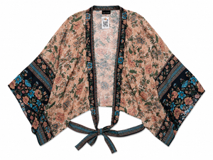 Kimono Corto Floral con Lazo