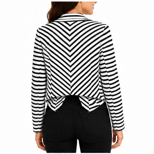 Blazer de rayas blanco y negro con solapa