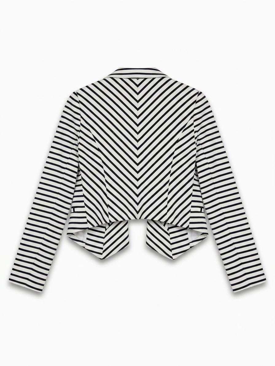 Blazer de rayas blanco y negro con solapa